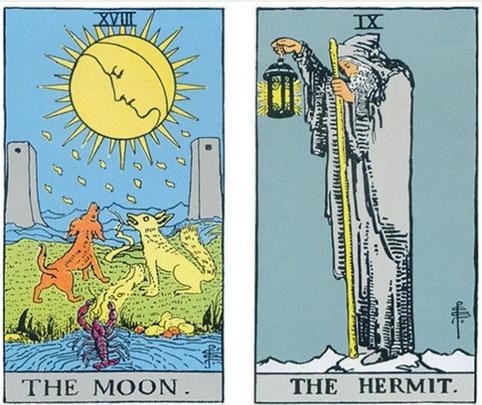 塔罗月亮牌VS隐士牌两者的异同 塔罗月亮牌VS隐士牌两者的异同
