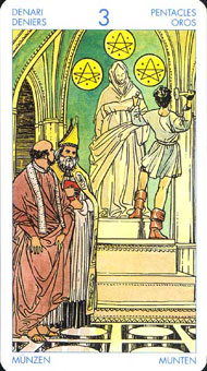 ʥ�׳�ΰ�������� - Universal Waite Tarot - Ǯ���� - Three Of Pentacles