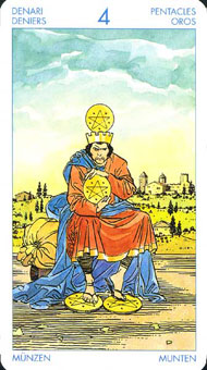 ʥ�׳�ΰ�������� - Universal Waite Tarot - Ǯ���� - Four Of Pentacles