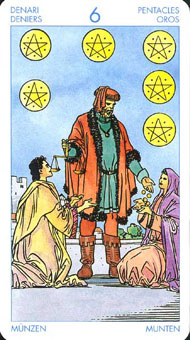 ʥ�׳�ΰ�������� - Universal Waite Tarot - Ǯ���� - Six Of Pentacles