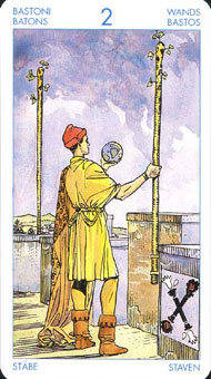 ʥ�׳�ΰ�������� - Universal Waite Tarot - Ȩ�ȶ� - Two Of Wands