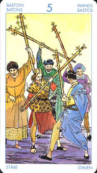 ʥ�׳�ΰ�������� - Universal Waite Tarot - Ȩ���� - Five Of Wands