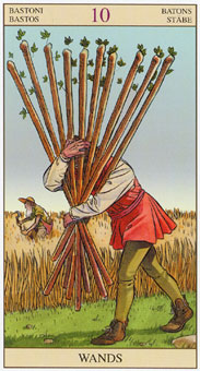 ���ӽ�ΰ�������� - Tarot of the New Vision - Ȩ��ʮ - Ten Of Wands