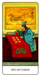 �й��������� - Chinese Tarot - Ǯ���� - Six Of Pentacles
