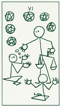 ����������� - Stick Figure Tarot - Ǯ���� - Six Of Pentacles