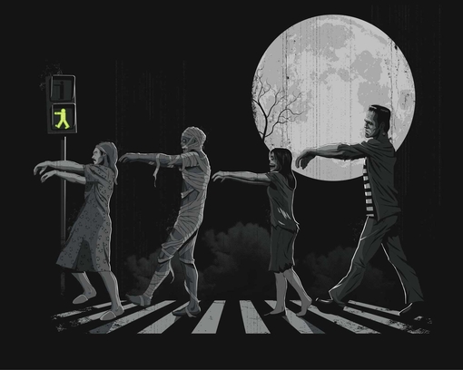 阿皮 阿皮、僵尸、人行道、月圆日、斑马线